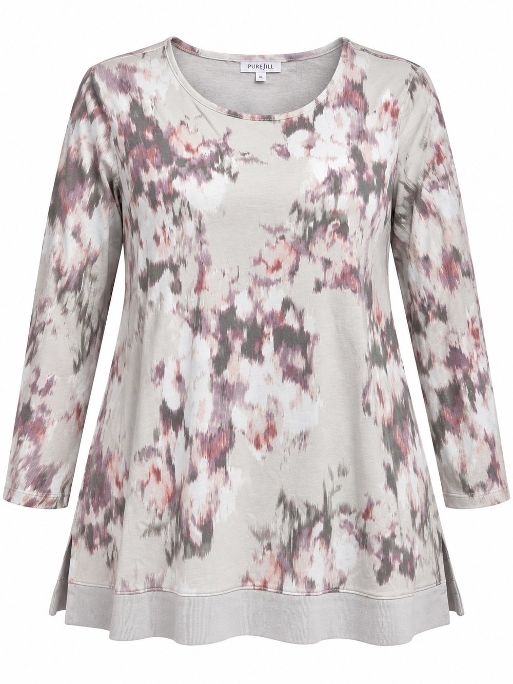 PURE JILL | Abstract Watercolor Pima Cotton Modal Swing Tunic Top | XL